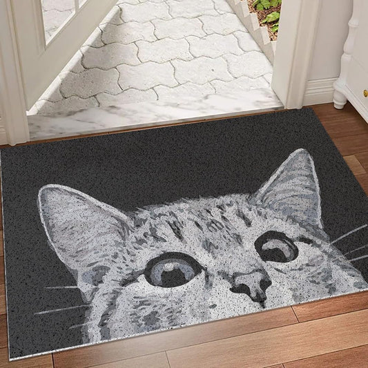 MR FANTASY Cat Door Welcome Mat - Outdoor Entrance, Durable Doormat for Indoors & Outdoors, High Traffic Areas, 17x29