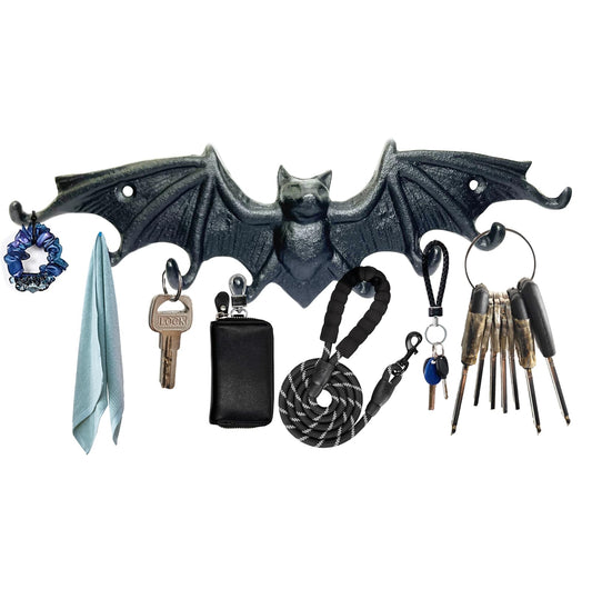 Bat Key Hooks Gothic Bat Key Rack Wall Mount Casting Iron Rustic Decorative Hooks for Keys Bag Purse Towel Umbrella Dog Leash Hooks