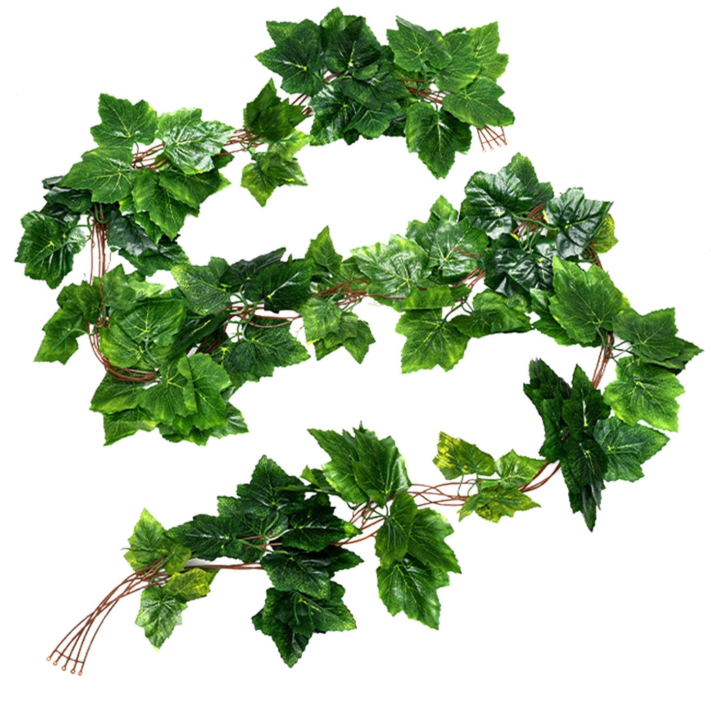 Bairdish 5 Pcs Artificial Grape Vines Fake Hanging Plant Decoration Faux Plants Garlands Hanging Leaves for Wall Home Living Room Wedding Party Indoor Outdoor Decor(36 Pieces of Leaves)