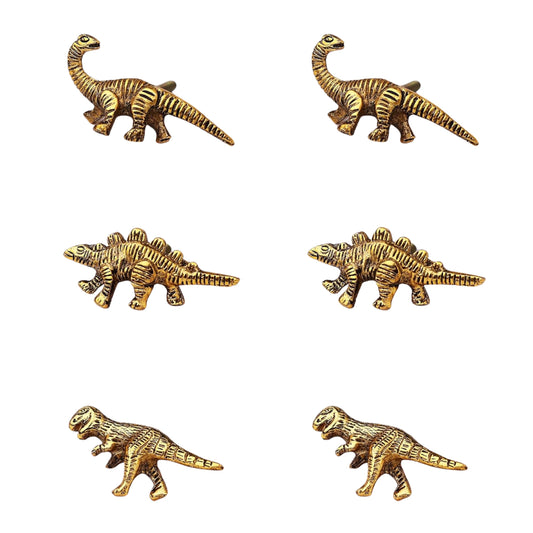 Indian Shelf 6 Pieces Cute Gold Dinosaur Drawer Knobs Kids Decorative Wardrobe Cupboard Door Knobs Pulls Handles for Home Furniture