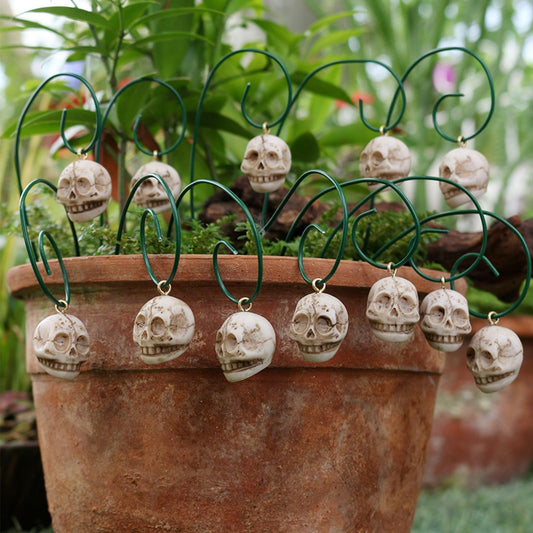 Wjwumha 12Pcs Skeleton Plant Decor Stakes Halloween Decorations for Lawn Garden Skull Flower Pot Adornment