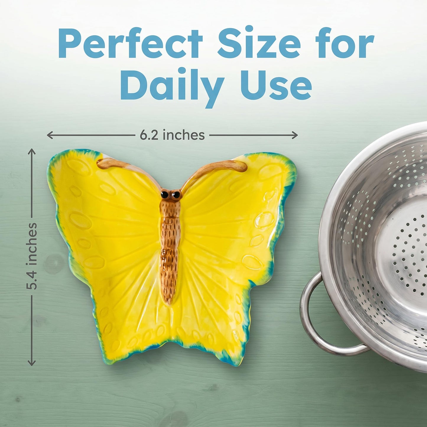 Ceramic Butterfly Spoon Rest for Kitchen Counter & Stove Top (Pink)