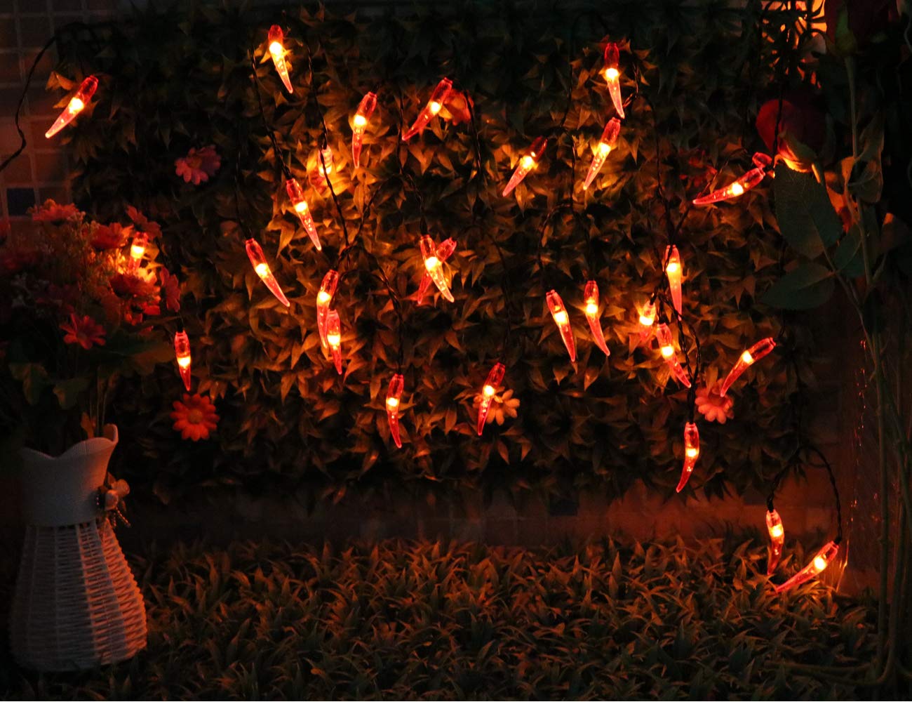 Dreamworth Solar Red Chili String Lights, 30 LED Chili Shape Fairy Solar Operated String Lights for Wedding, Chinese New Year,Spring Festival,Party Decoration,Christmas