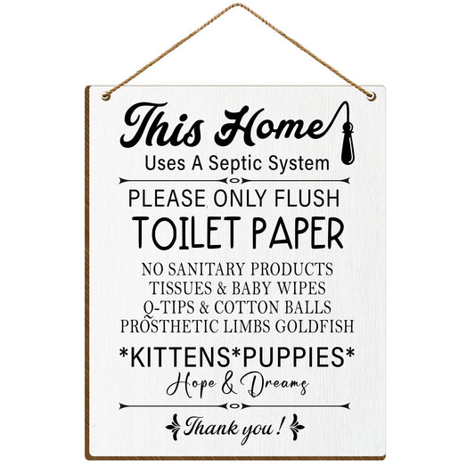 Toilet Wooden Sign, Back of Toilet Decor Septic Sign for Bathroom, Bathroom Wall Art Housewarming Gift for Women Men Coworker Friend-31