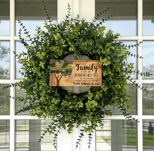 26" Eucalyptus & Boxwood Wreath for Front Door - Large Artificial Greenery Wreath with Lush Leaves Outdoor Decor for Porch, Window, Farmhouse, Home, Hanging Decor - Spring, Summer, All Seasons