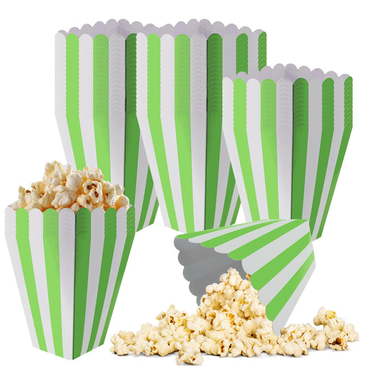 50 Pcs Popcorn Boxes Mini Paper Popcorn Box Cardboard Popcorn Container for Party Disposable Snack Candy Popcorn Bags Popcorn Holder for Movie Nights Birthday Wedding (Light green,White)