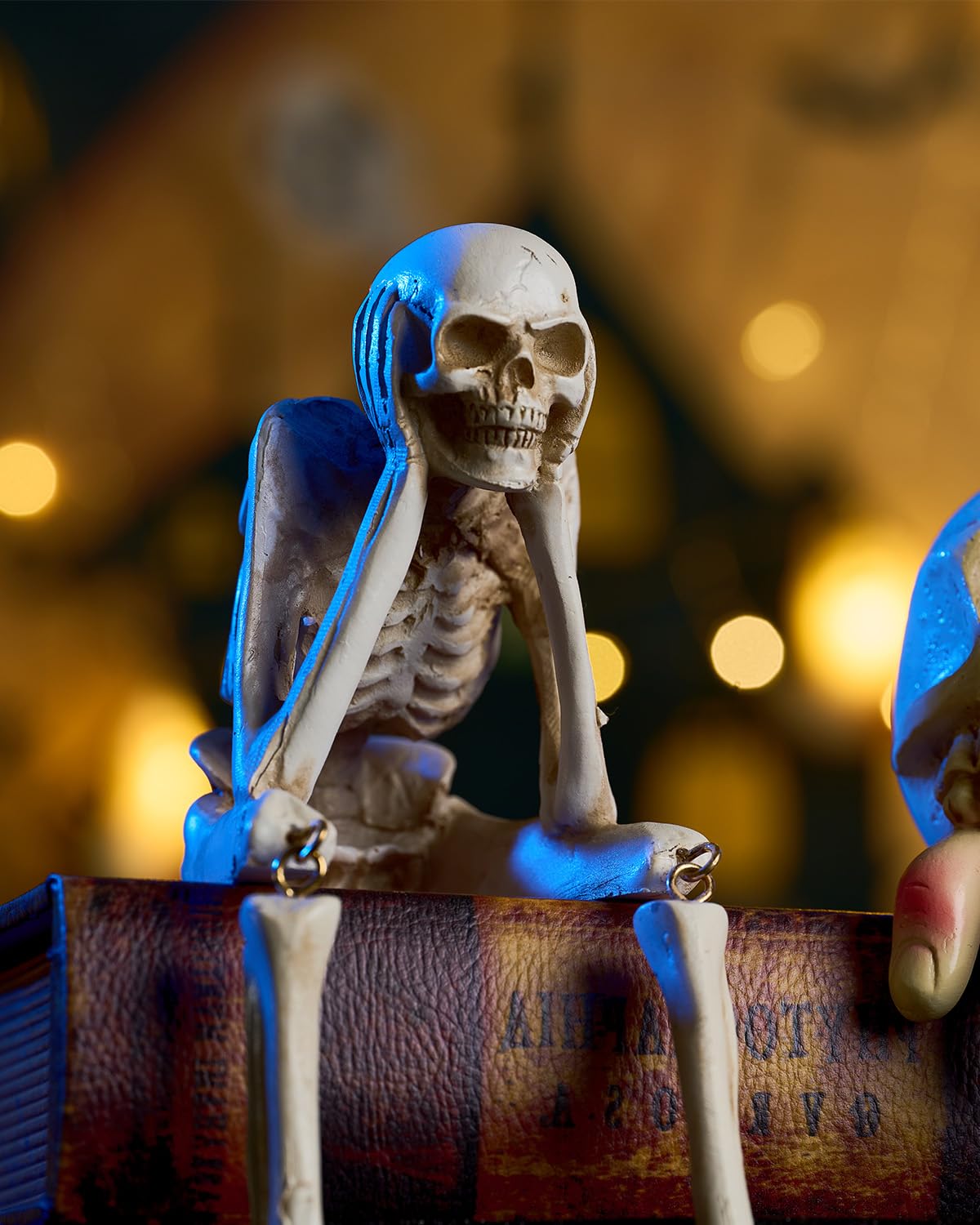 KcBlueJp Halloween Decorations Indoor Skeleton Statues See Speak Hear No Evil Figurines for Mantel Table - Realistic Resin Skull Spooky Gothic Home Decor Set of 3