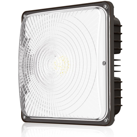 CINOTON 60W LED Canopy Lights UL Listed, 100-277V Commercial Canopy Lights Outdoor IP65 Waterproof, 5600LM for Gas Station Garage Warehouse Shop Carport Industrial, 9.5"x9.5" 5000K Daylight 1 Pack
