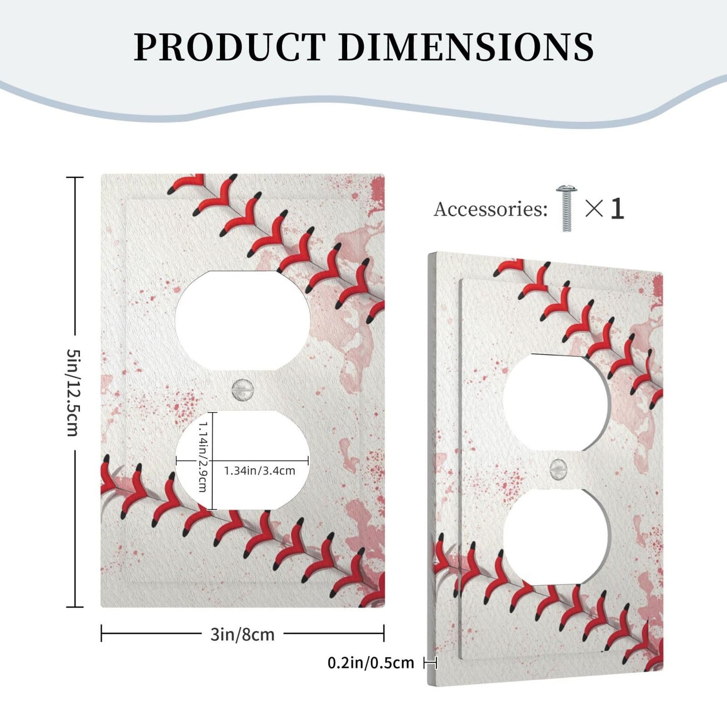 Wmhusu Outlet Covers Baseball Sports Ball Game 1 Gang Duplex Light Switch Cover Plate Decorative Wall Plates Electrical Switchplate Receptacle for Bathroom Bedroom Decor（2 Pack）
