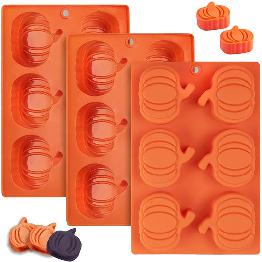 Pumpkin Muffin Mold 3 Pack Pumpkin Cake Pan Silicone Molds, Mini Cake Trays Thanksgiving Halloween Baking Molds Cupcake Pan Hot Chocolate Bomb Mold for Thanksgiving Fall Baking