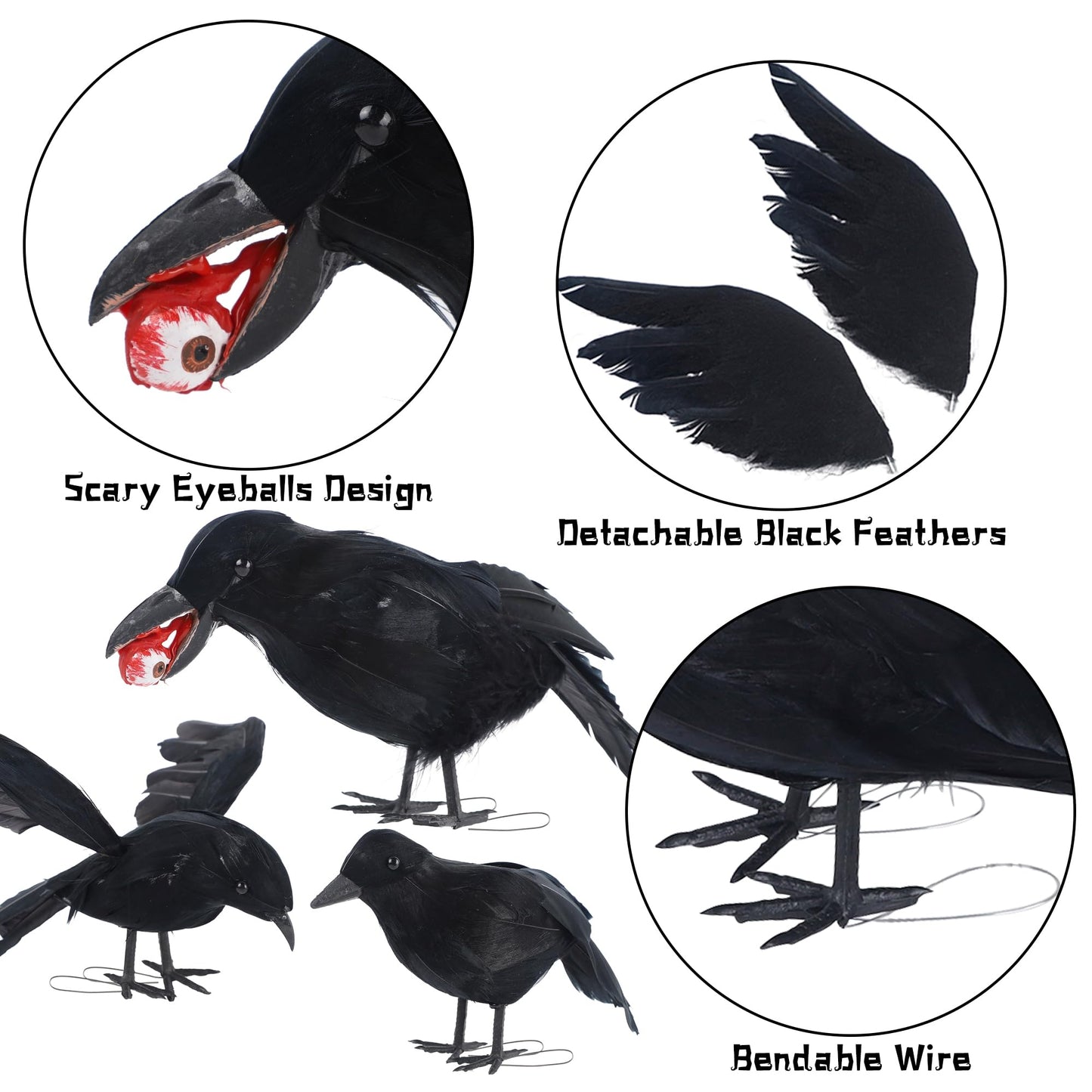 DR.DUDU 5 Pack Halloween Crows Decor Fake Crow