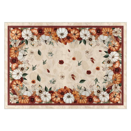 Artoid Mode Pumpkins Floral Corns Fall Area Rug, Autumn Thanksgiving Home Decor Non Slip Washable Area Rug for Entryway Bedroom Living Room Laundry Room Indoor 5x7 Feet