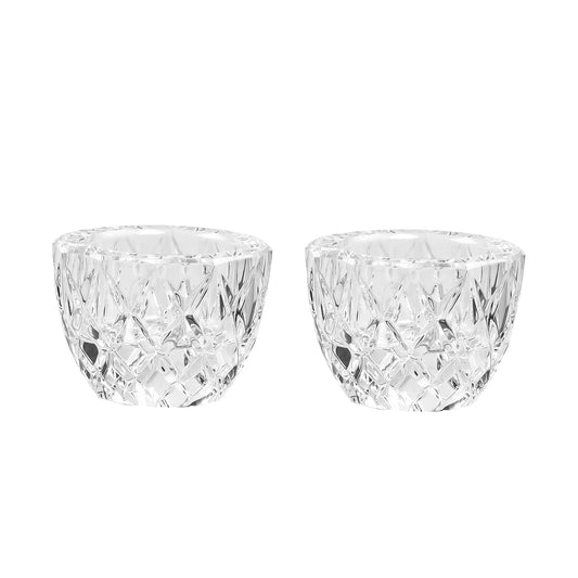 Kitcom Crystal Tealight Candle Holders Pack of 2 for Wedding Party Dinner Table Home Decor Hand-Cut W2.4'' X H1.7'', Clear