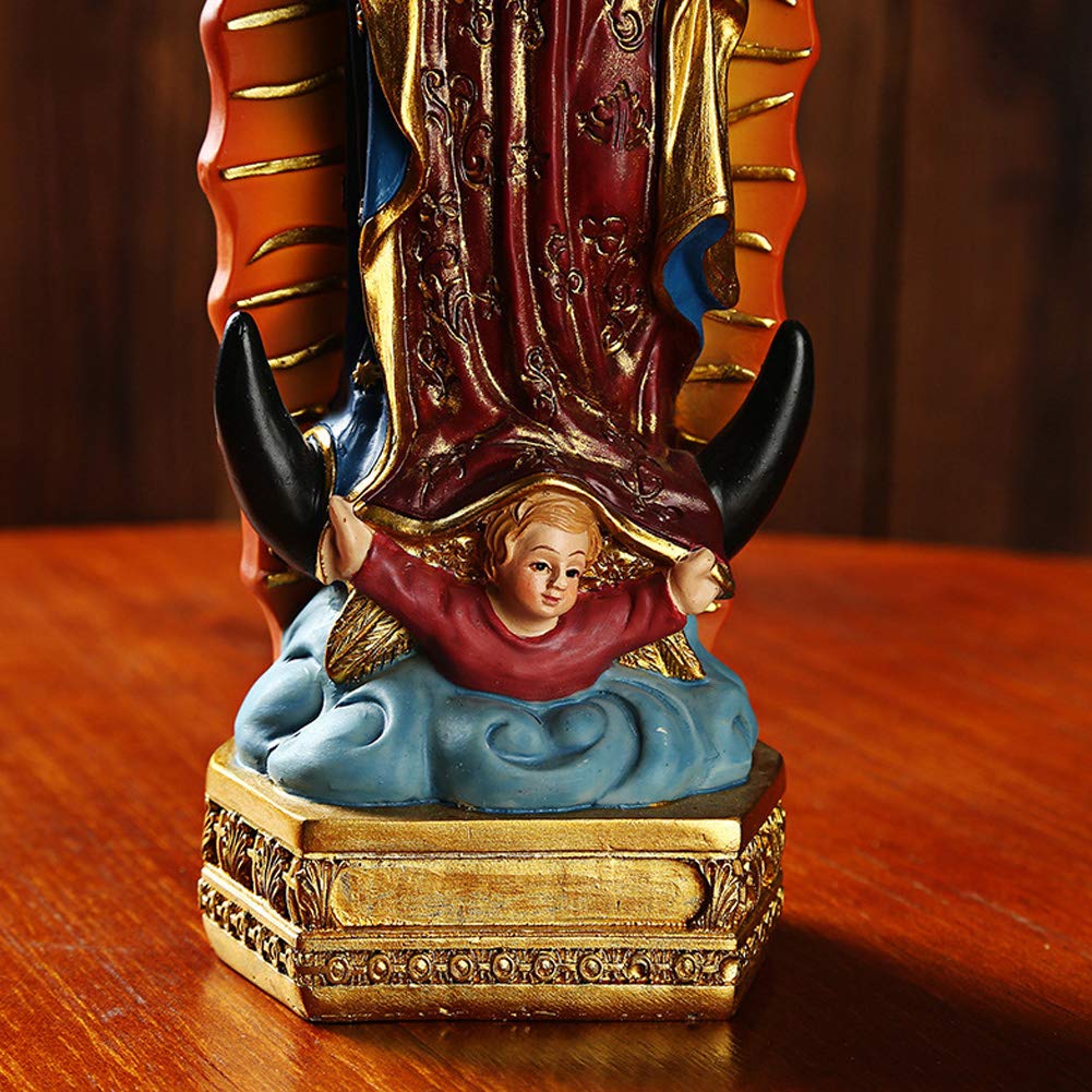 Lependor Our Lady of Guadalupe The Blessed Virgin Mary Resin Statue Sculpture, The Blessed Mother of The Immaculate Comception Home Madonna Figurine - Colored Our Lady