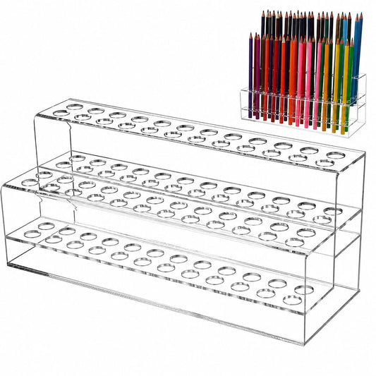 Cabilock 48-Slot Acrylic Pen Display Stand, Marker and Brush Organizer, Pen Holder, Makeup Eyebrow Art Brush Rack for Home Office Desk School