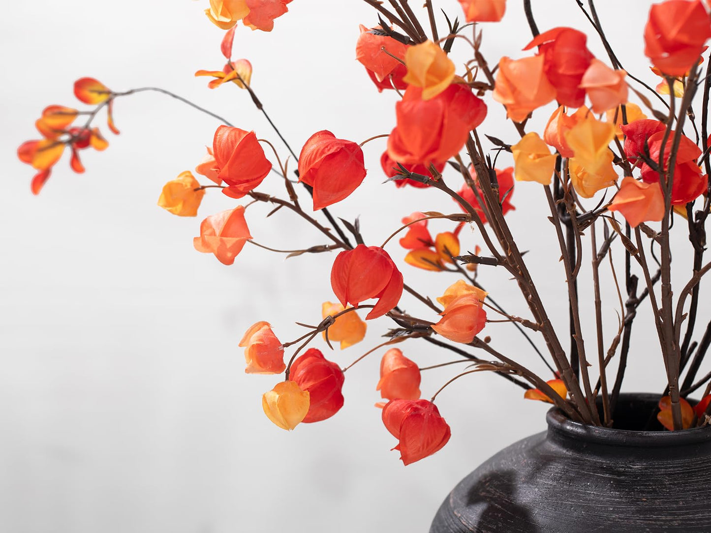 Fall Physalis Branches - 37" Faux Red Berry Stems, fake Flowers for Vase