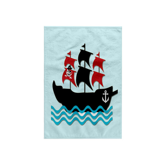 3D Rose TWL_224466_1 Pirate Boat. Kids Decor Towel, Blue, 15" x 22"