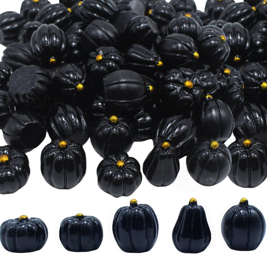 DoubleWood Mini Pumpkins for Crafts, 60Pcs Decorative Miniature Pumpkin, Little Fake Pumpkin, Black Pumpkins for Halloween Decor, Thanksgiving, Vase Filler (60, Black)