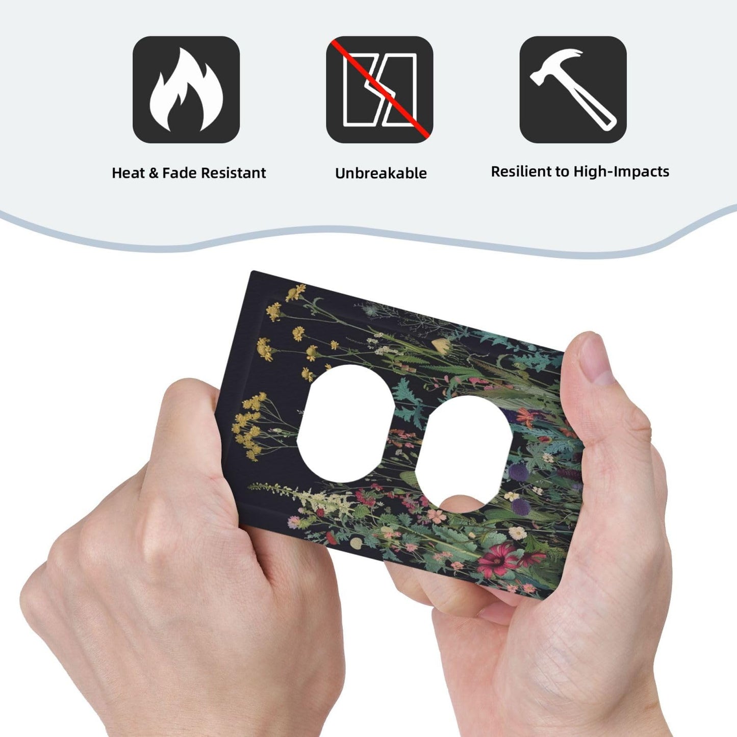 Tewujay Outlet Covers Boho Wildflowers Herbs Floral 1 Gang Duplex Light Switch Cover Plate Decorative Wall Plates Electrical Switchplate Receptacle Cover for Bathroom Bedroom Decor