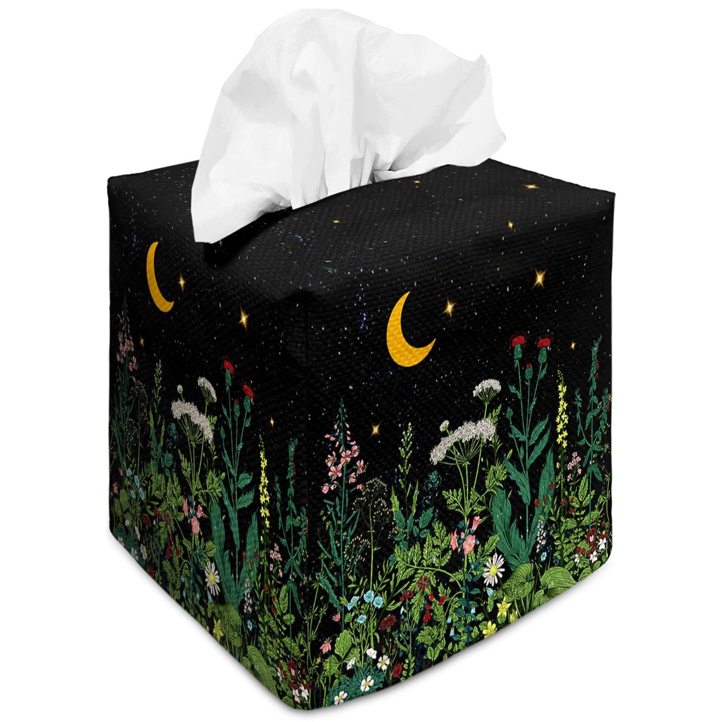 Tissue Box Cover Square Decorative Tissue Box Holder Cute Funny Cube Tissue Case Cover-Wildflowers Tissue Box Cover