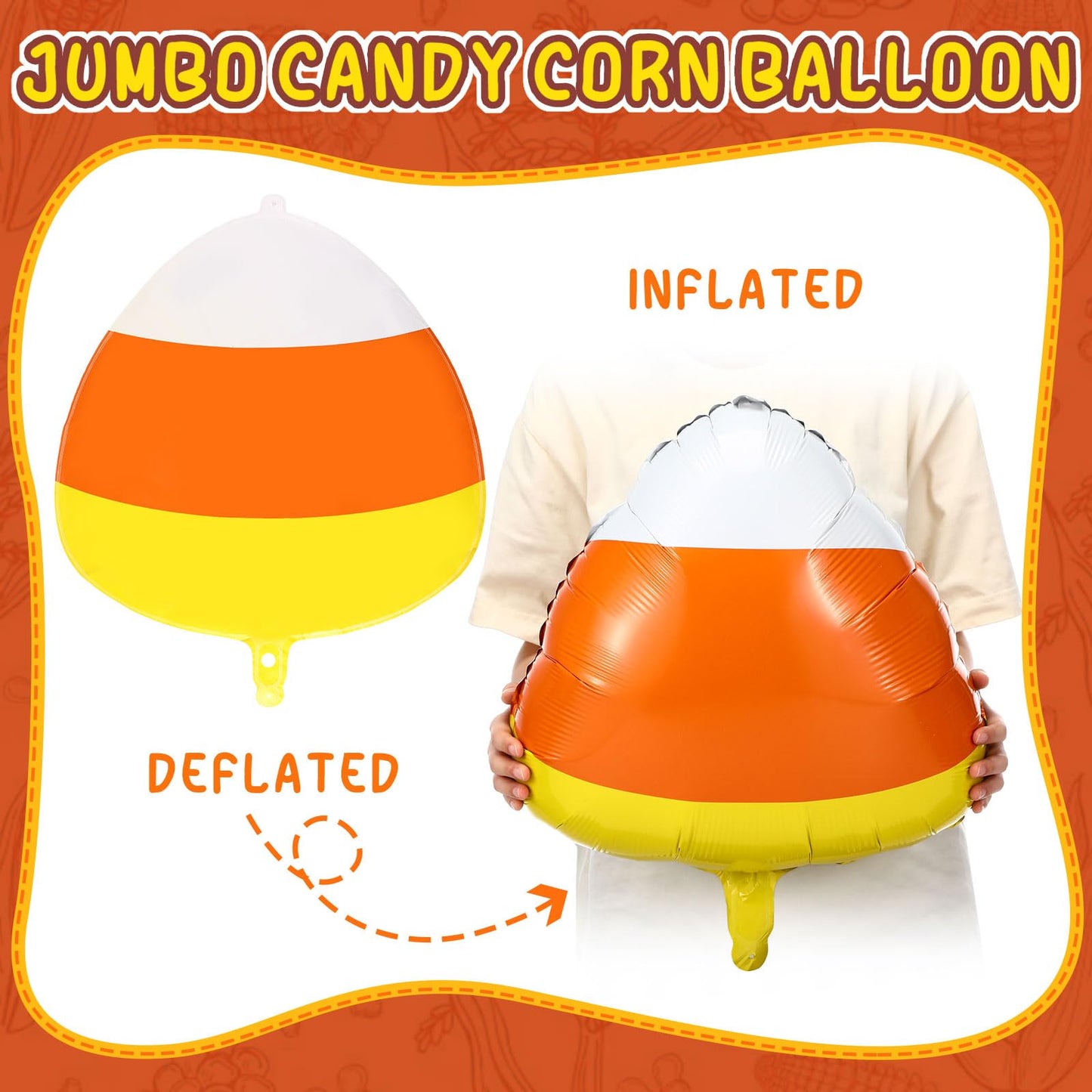 Hungdao 10 Pcs Halloween Candy Corn Foil Balloons 20 Inch Trick or Treat Candy Corn Large Inflatable Balloon for Halloween Party Supply Birthday Wedding Decorations