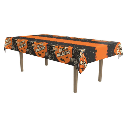 Beistle Happy Haunting Vintage Halloween Tablecovers, 54” x 108”, 2 Pieces – Plastic Table Cloth, Rectangular Tablecloth, Holiday Tablecloth, Halloween Plastic Tablecloth, Halloween Decorations