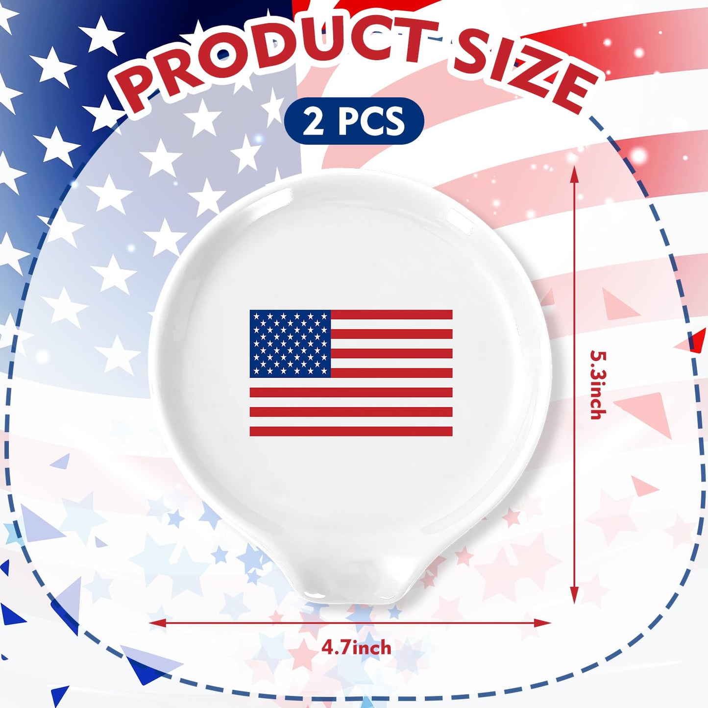 2 Pcs 4.7 Inch Patriotic Spoon Rest 250th Anniversary American Flag Small Coffee Spoon Holder for 4th of July Independence Day Bar Coffee Station Accessory