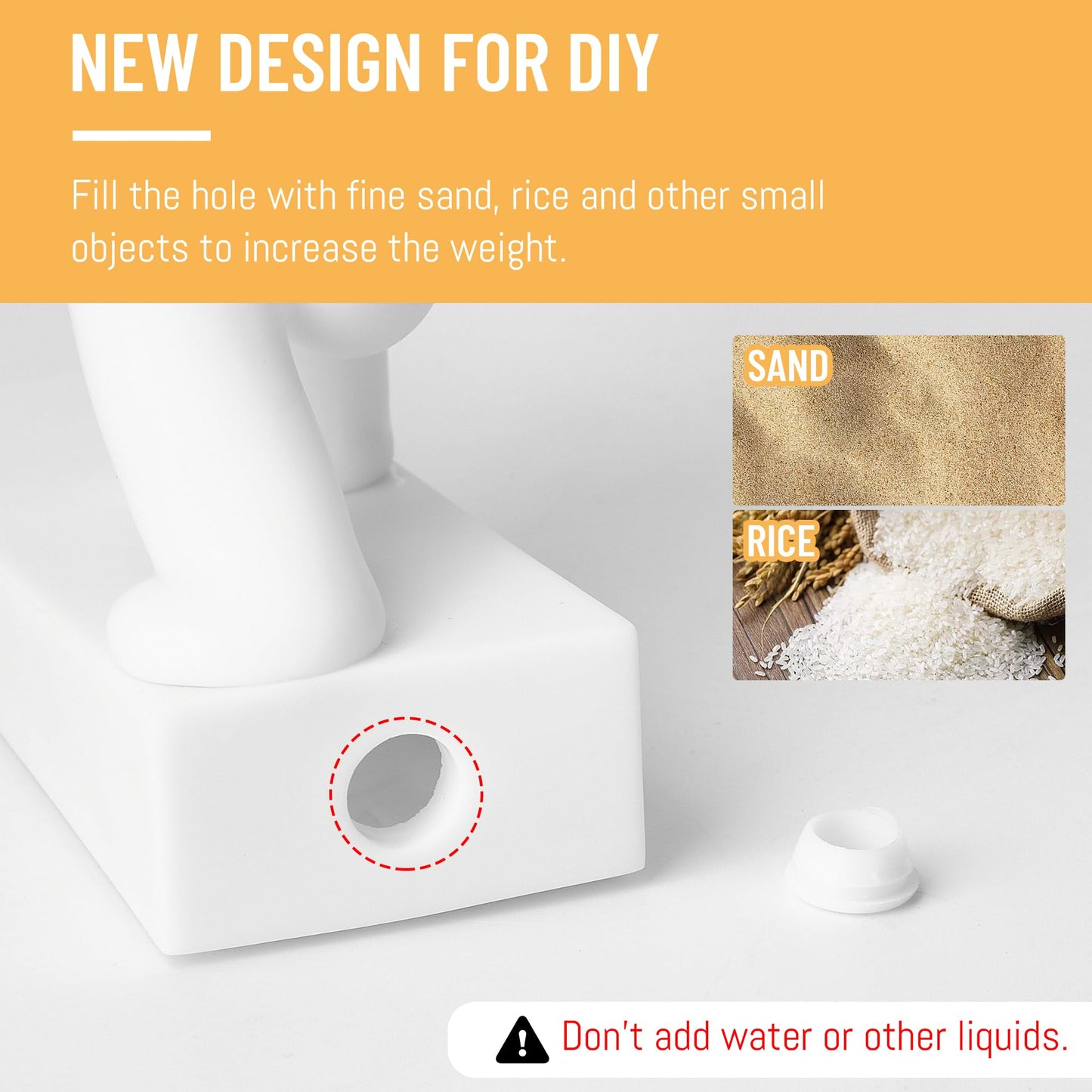Cute Door Stopper, 2 Pack Door Stop, Flexible and Effective to Keep Your Door Open, White+Gray (Patented)