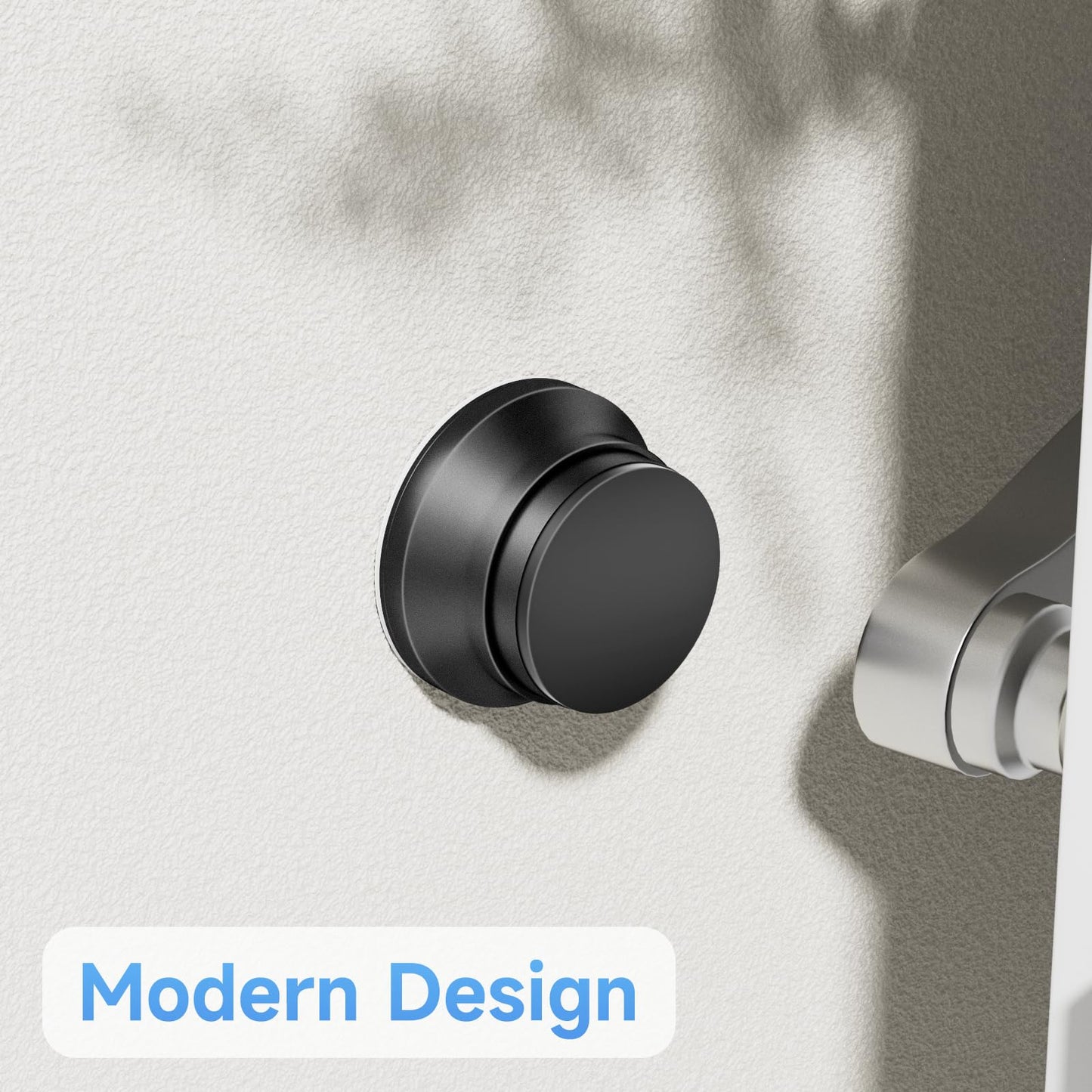 Door Stoppers for Wall, 1.65 x 0.9 Inch Door Knob Wall Protector with Silicone & Aluminum Alloy, Adhesive & Screw Mounting Door Bumper for Home & Office Walls, Black