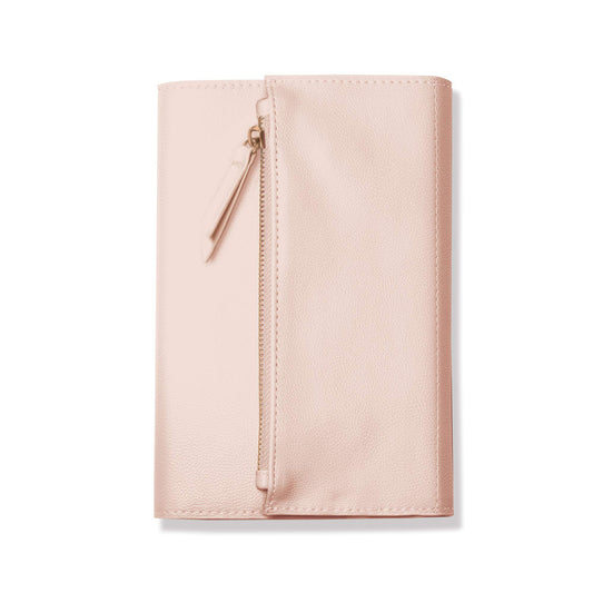 Fringe Vegan Leather Clutch Paperback Journal Encased In Soft Cover with Zippered Pouch Flap Closure, 240 Lined Sheets 6 x 8.5 Inches, Blush (135006)