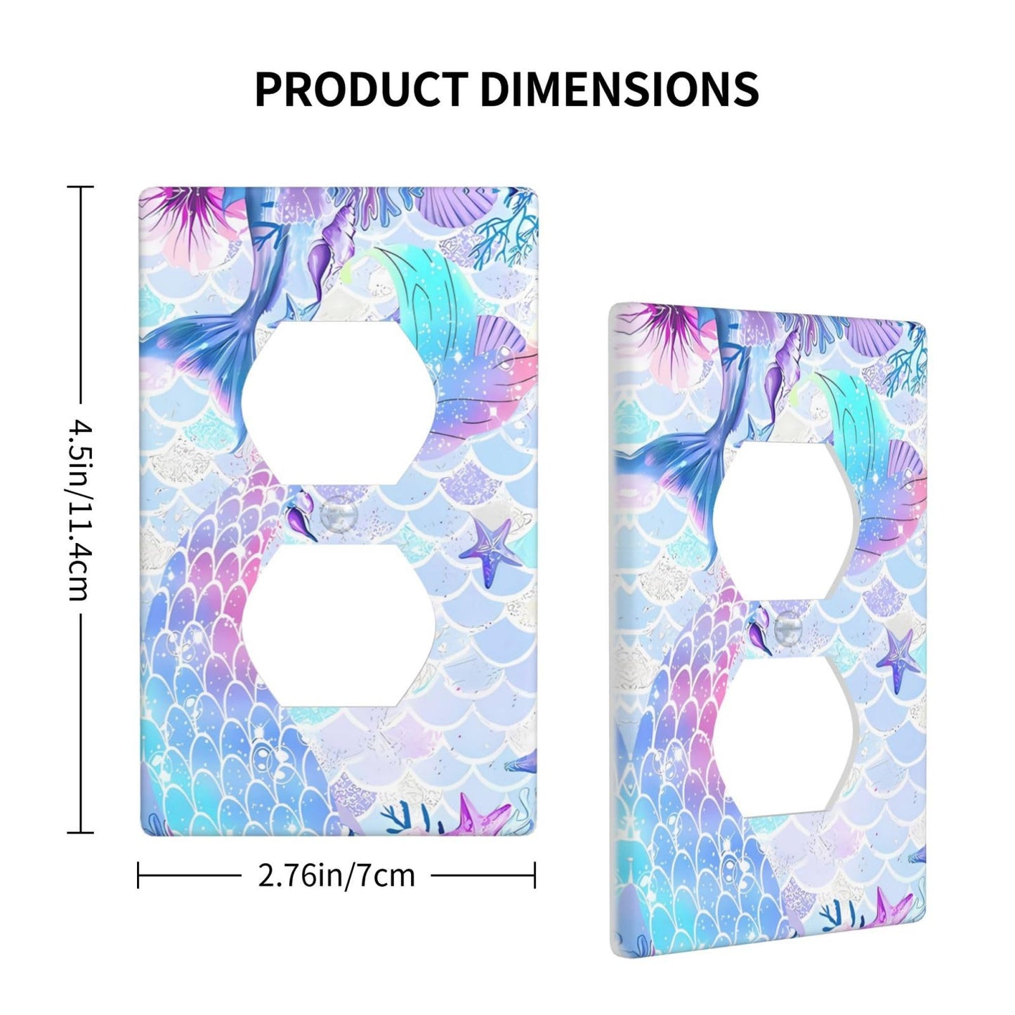 LWDZLHD Mermaid Girl Outlet Covers Light Switch Cover Plates Decorative Wall Plate Electrical Switchpalte Faceplate for Kid Bedroom Home Bathroom Decor 4.5" x 2.76"
