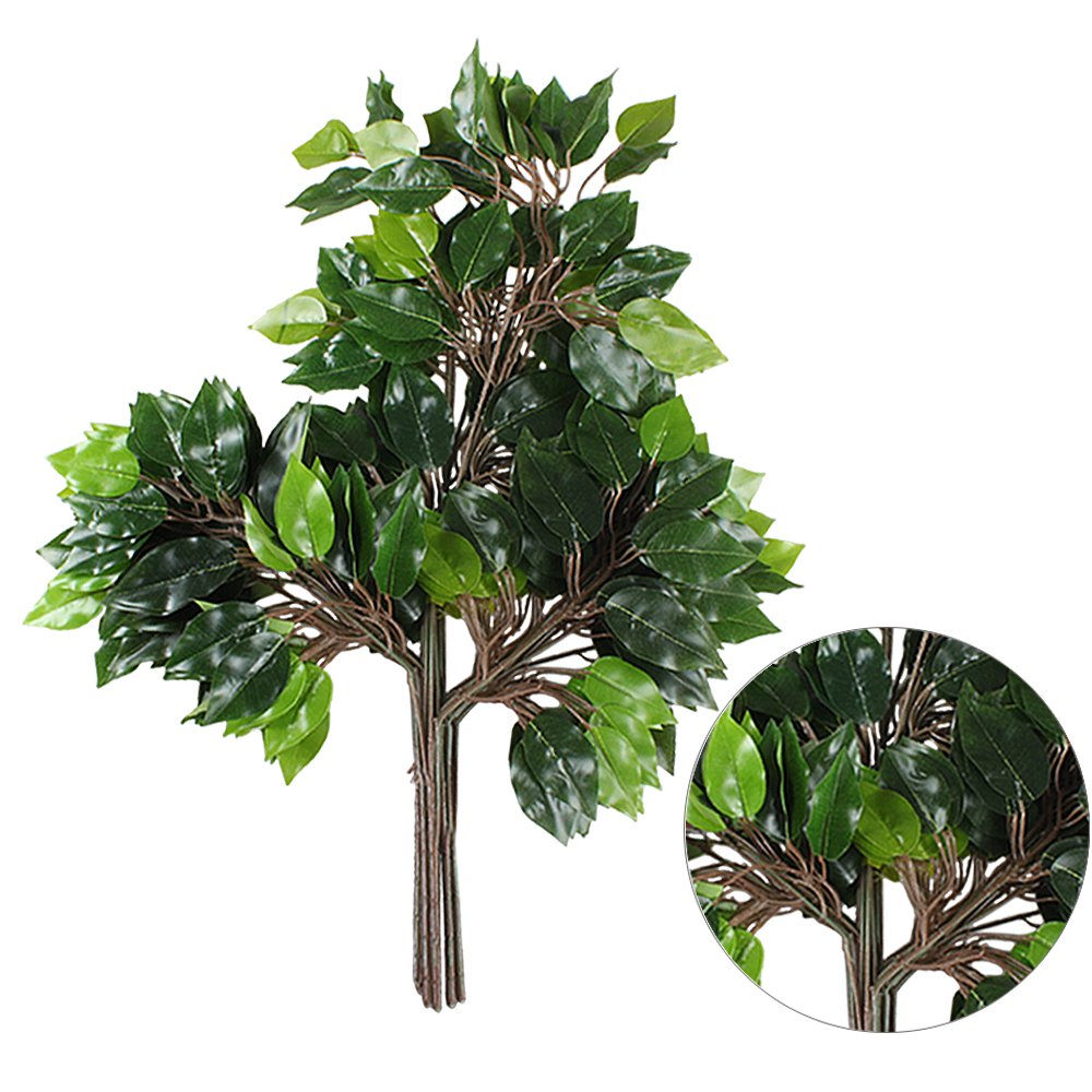 GTIDEA 12 Pcs Ficus Tree Leaves Branches Artificial Greenery Stems Spring Silk Green Leaves Plants for Wreath Benjamina Tree Indoor Outdoor Porch DIY Wedding Party Farmhouse Wall Decor (24.04 Inch)