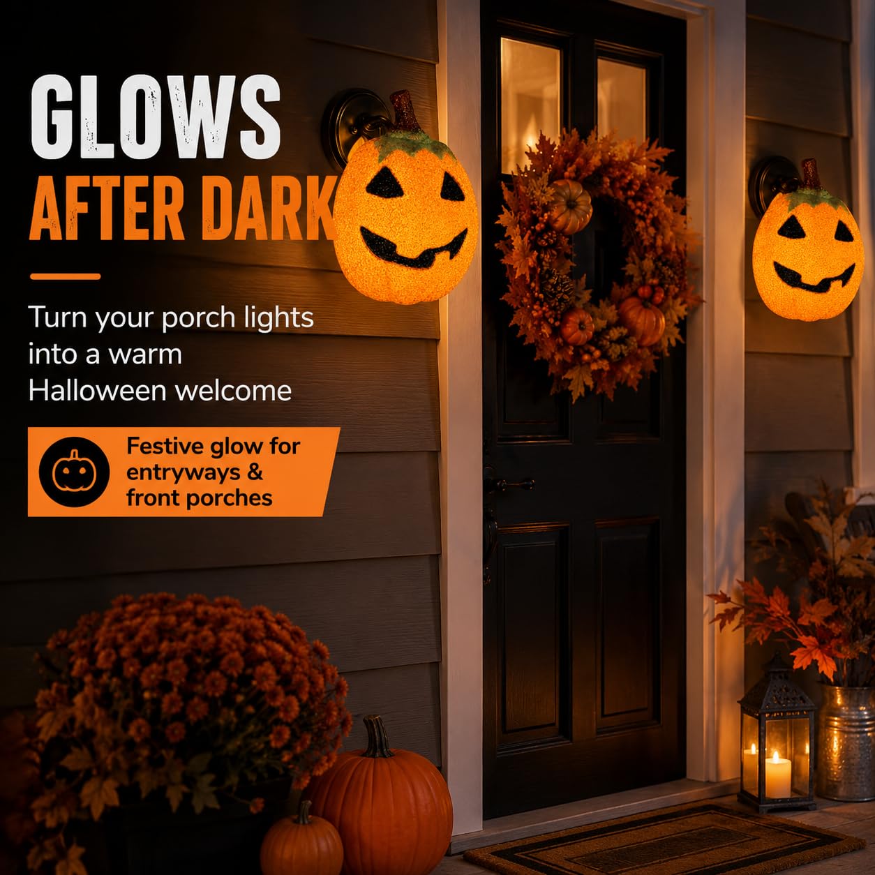 AOGU Pumpkin Porch Light Cover 2PC Halloween Decorations Outdoor Garage Lights Large Fixtures