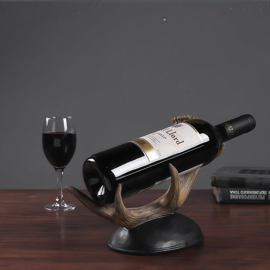 Zipenghua Antler Wine Bottle Rack, Rustic Resin Countertop Single Wine Bottle Holder, Practical Home Tabletop Decor Craft for Living Room, Dining Room, Cellar, and Bar