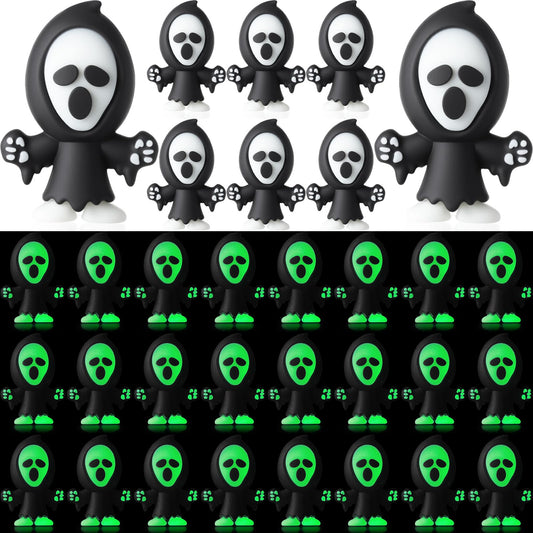 VioraWhite 50 Pcs Mini Ghost Figurines Glow in The Dark Tiny Devil Figurine to Hide and Seek Luminous Little Statue for Theme Party Miniature Garden Decorations