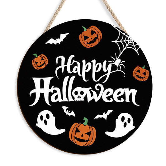 Halloween Decor Indoor Halloween Wreath Front Door Decorations Cute Ghost Decor Welcome Sign Wreath Wooden Front Door Hanger Ghost Hanging Sign for Porch Wall Indoor Home Decorations