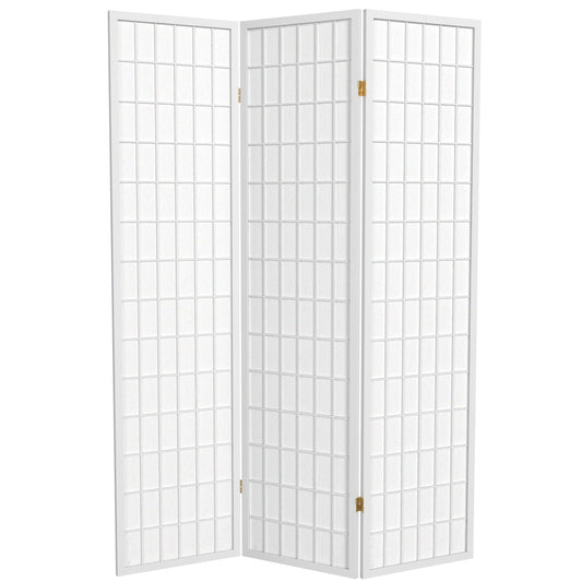 Red Lantern 6 ft. Tall Window Pane Shoji Screen - White - 3 Panels