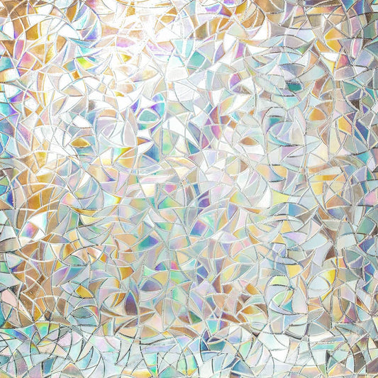 Rainbow Window Clings - 3D Decorative Vinyl, Stained Glass Decals, Static Cling Stickers - Removable, Non-Adhesive, UV Blocking (35.4" x 78.7")