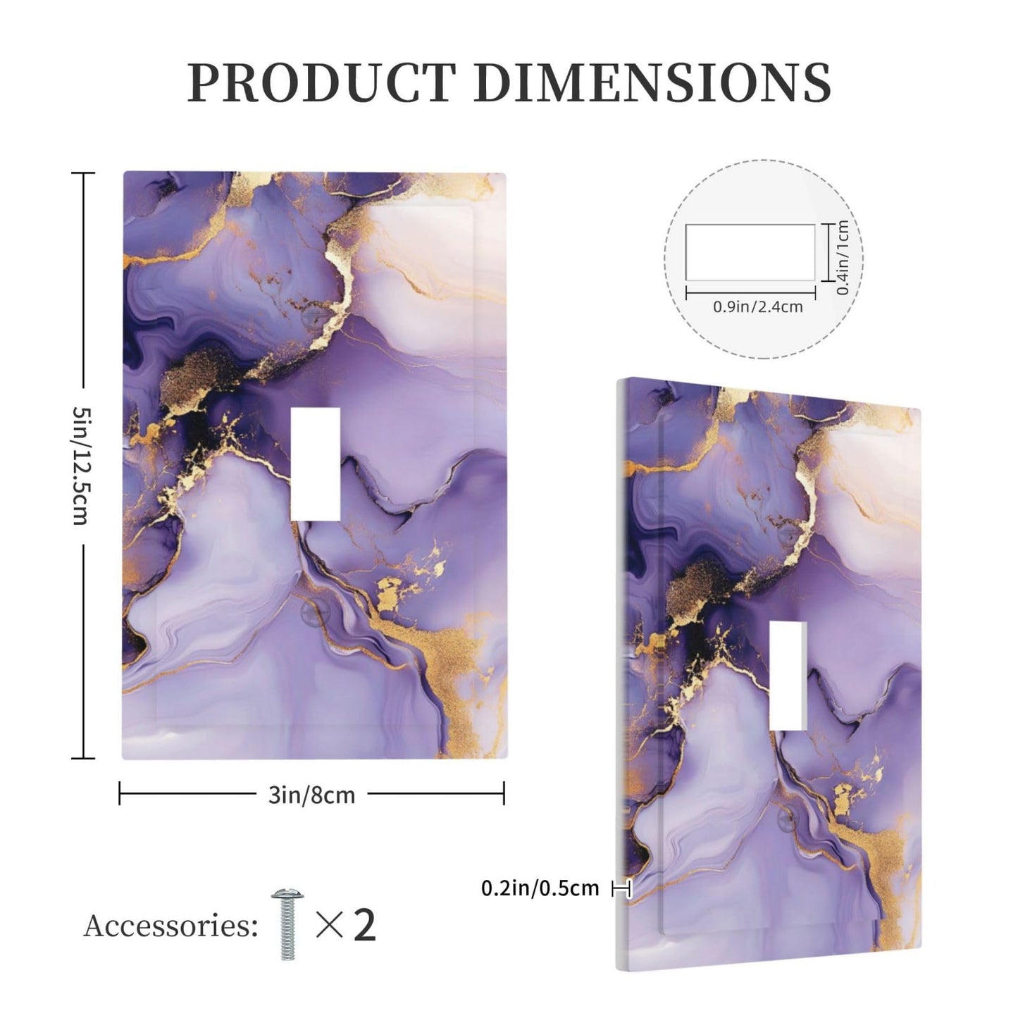 VGHOKO Decorative Switch Plate Cover with Luxury Marble Texture Purple & Gold Fluid Art Design 1 Gang Wall Plate Unique Single Toggle Light Switch Covers Artistic Faceplate for Modern Home Decor
