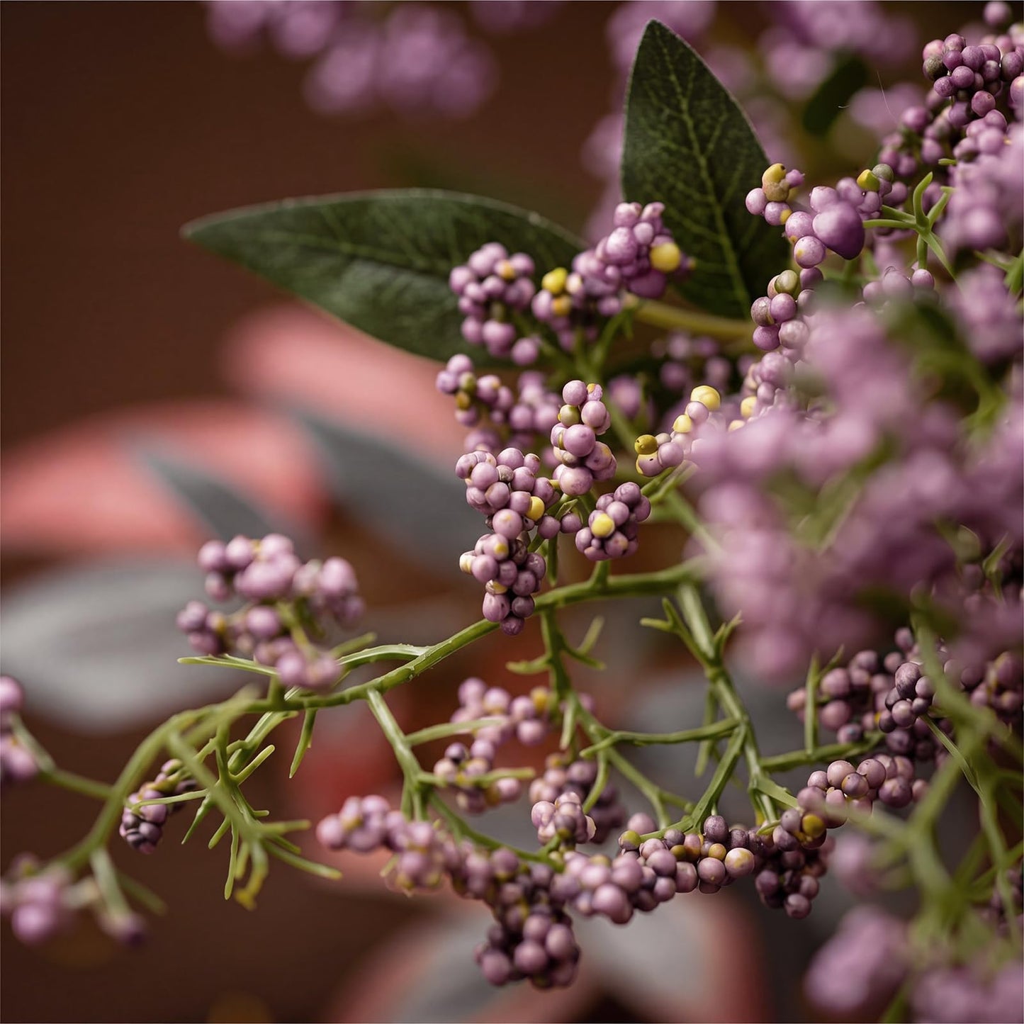 Dingion 3 Pcs 43 Inch Dusty Plum Berry Stem for Vase Fall Artificial Faux Sedum Berry Stems Autumn Realistic Flower Pick Spray Floral Branch for DIY Wedding Bouquet Mantel Holiday Harvest Home Decor