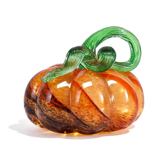 XLSJGYP Glass Pumpkin Halloween Decoration Gifts Fall Pumpkins for Decorting Ornament Crystal Pumpkins Art Paperweight Home Decor Office Decorations Indoor(Pumpkin Orange and Black)