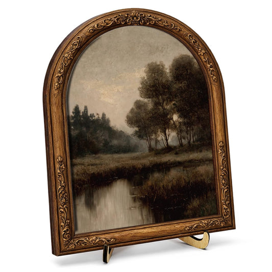 Vintage Landscape Wall Art Sign for Rustic Home Decor, Arch Frame Nature Wooden Tabletop Sign, Farmhouse Shelf Decoration, 8x10 Inch