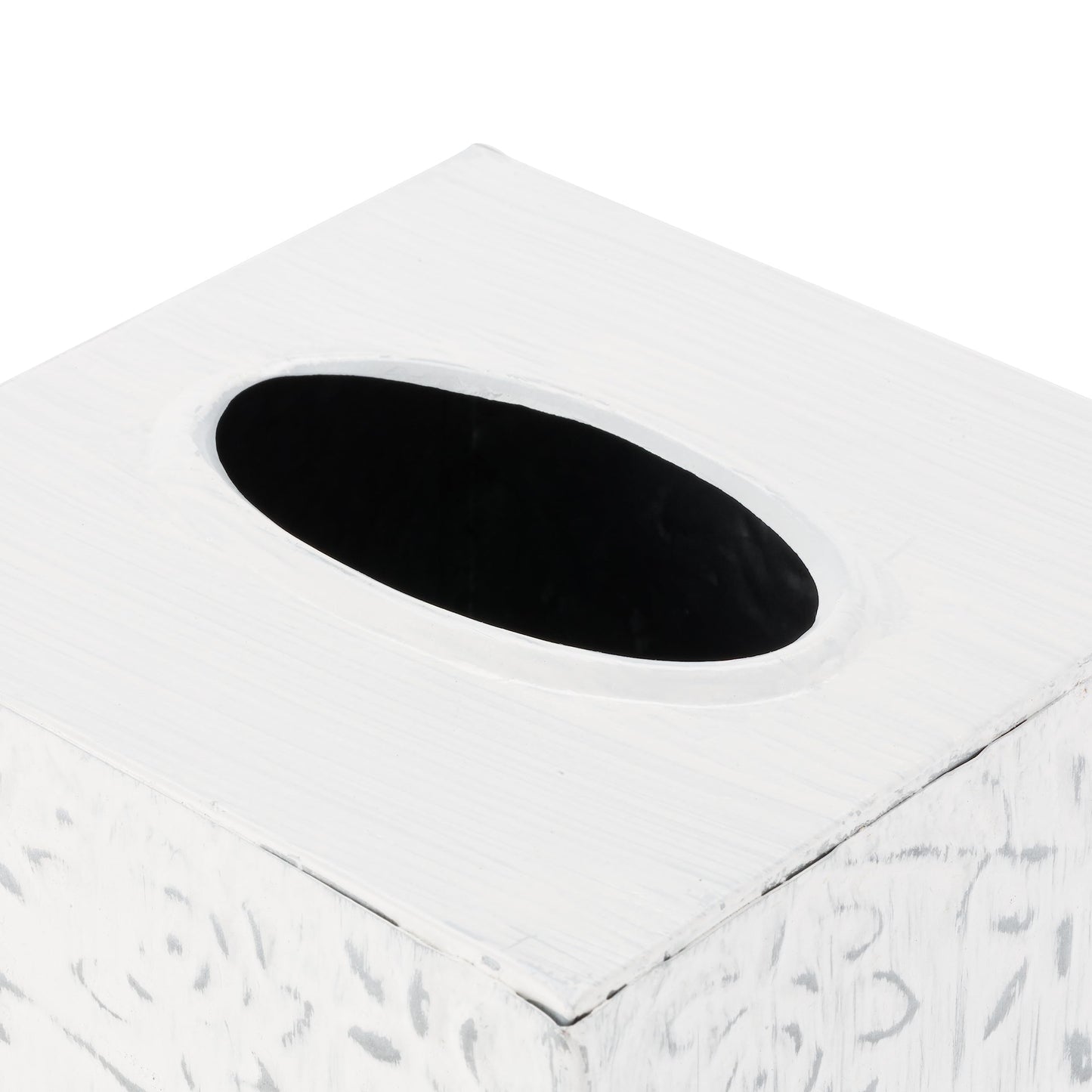 Country Chic Modern Farmhouse Tissue Box Holder, Decorative Metal Tissue Cover, Rustic Square White Style