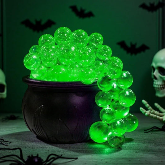 virsomier Halloween Decorations - DIY Large Witches Cauldron with Lights - Black Plastic Candy Bowl Decor, Spooky Vintage Halloween Decor for Home Kitchen Room Party Table (Green)
