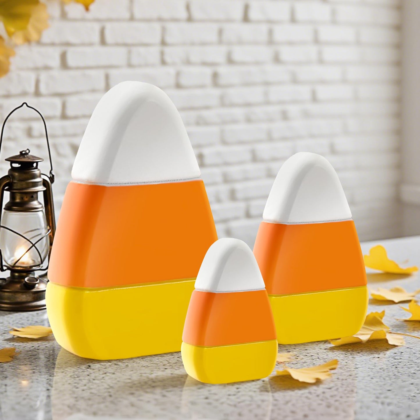 Jansun 3 Pcs Halloween Small Candy Corn Wood Decor 3 Sizes