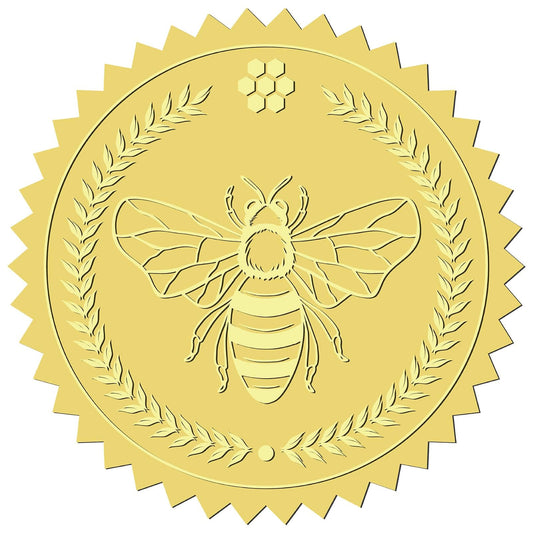 CRASPIRE 408Pcs Bee Gold Foil Embossed Stickers 2" Self Adhesive Envelopes Seals Sticker Bumblebee Labels for Wedding Invitation Graduation Corporate Certificates Diplomas Gift Wrapping Decor