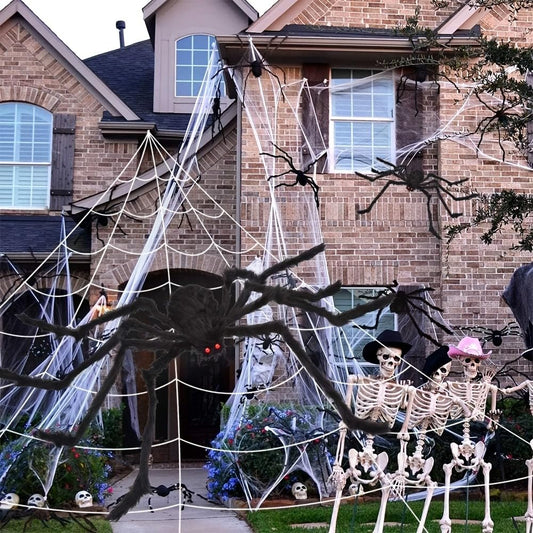 Halloween Decorations Outdoor Spider Webs 1Pcs 200'' Triangular Spider Web + 59'' Giant Spider, Spider webs Halloween Decorations for Indoor Outdoor Yard Garden Home Party Decor