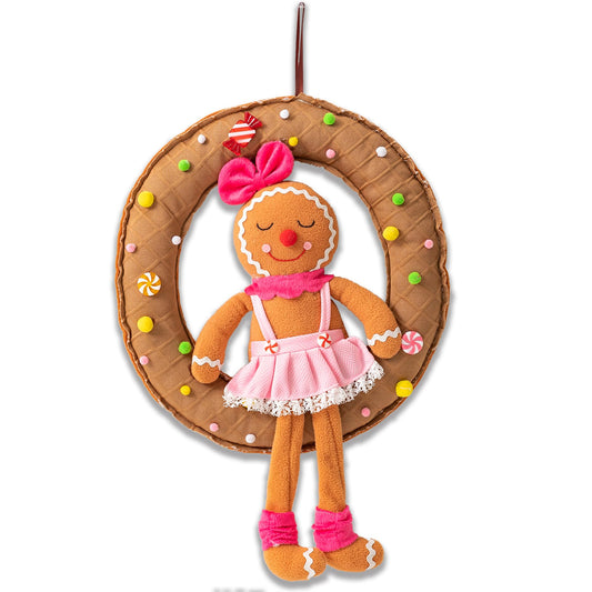 MOSHAKALA Christmas Door Decoration,Gingerbread Man Xmas Welcome Hanging Porch Sign for Door Decor Holiday Winter Décor,Sweet Donuts and Cute Doll Design,Wall,Indoor Outdoor,Porch Decorations