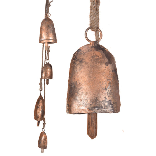 Handmade Rustic Vintage Farmhouse Decorative Bells, Hanging Witches Bells for Protection, Cow Bell Wind Chime for Outdoor, Door Knob Bell Door for Opening, Witchcraft Christmas Wreaths Ornament