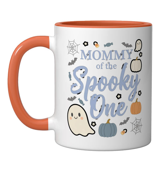 Mom Mommy Of The Spooky One First Birthday Halloween Ceramic Mug, Orange/White